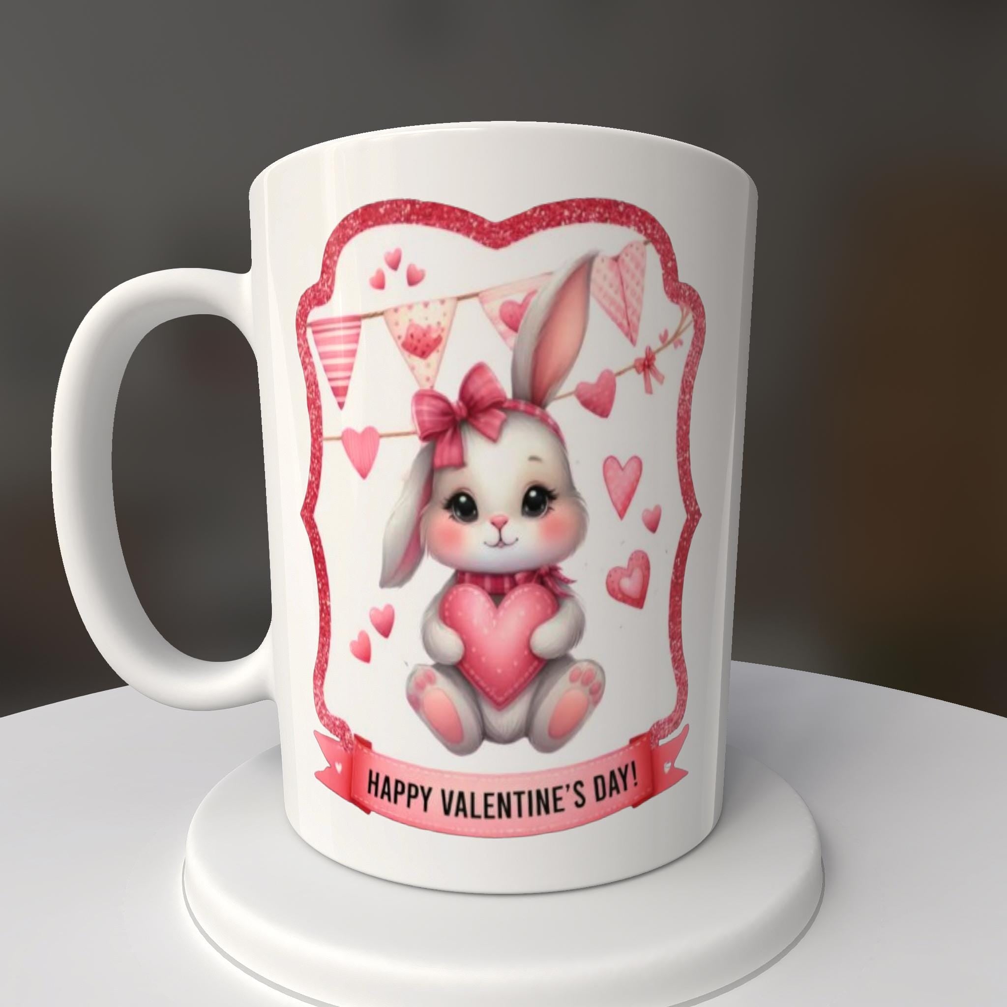 Valentines Rabbit Heart Mug or Tumbler