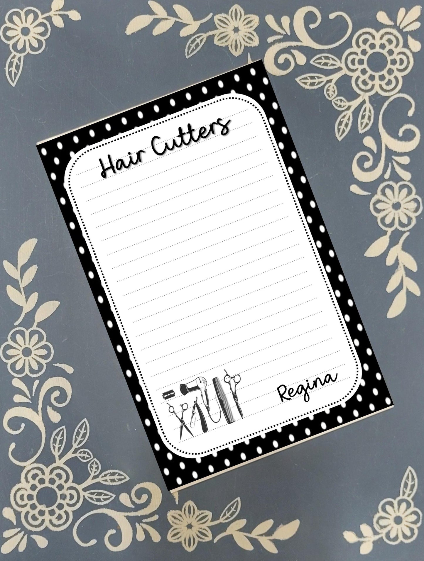 Personalized Hair Stylist, Salon, Scissors, Notepad Stationery