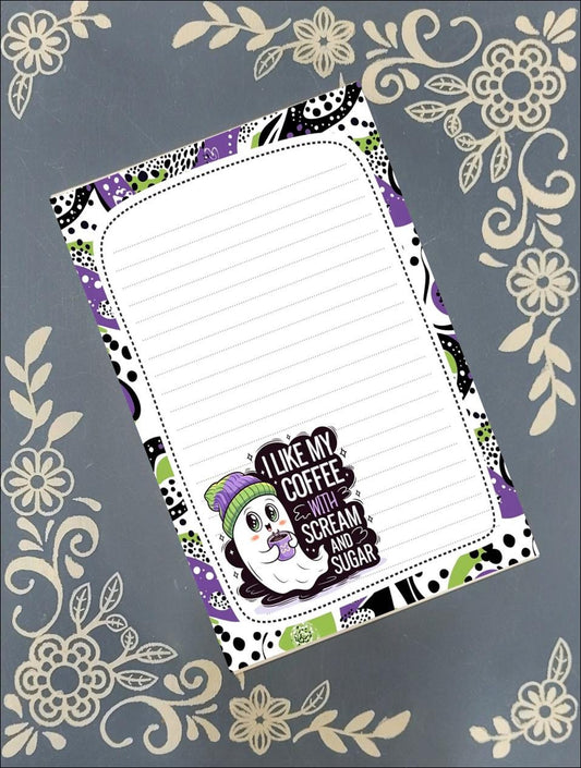 Personalized Ghost, Coffee with Scream & Sugar Notepad Stationery
