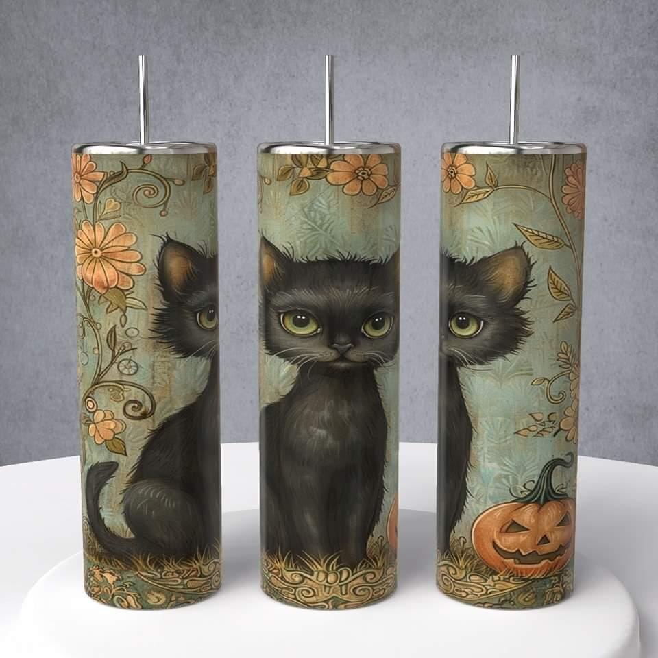 Cat, Black Cat with a Pumpkin Mug or Tumbler