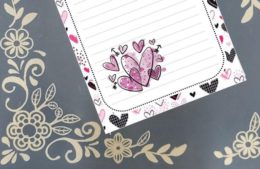 Personalized Valentine's, Hearts, Notepad Stationery