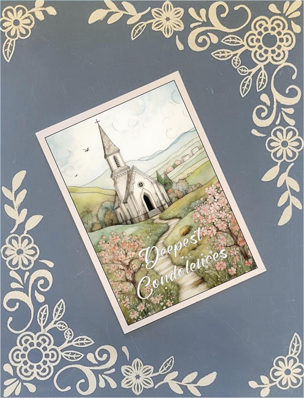Deepest Condolences, Churches, Greeting Card Bundle, 5x7 with Envelopes
