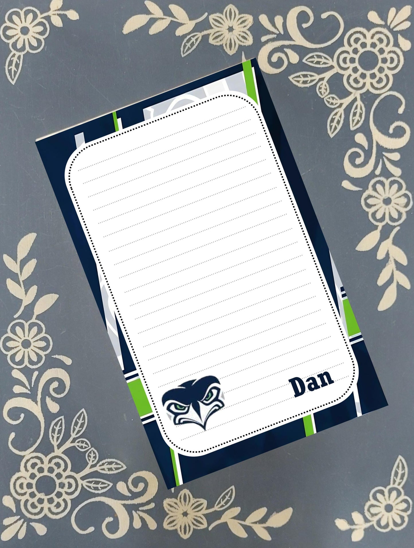 Personalized Seahawks Football, Bird, Totem, Notepad Stationery