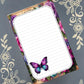 Personalized Butterfly Purple & Teal with Flowers, Notepad Stationery