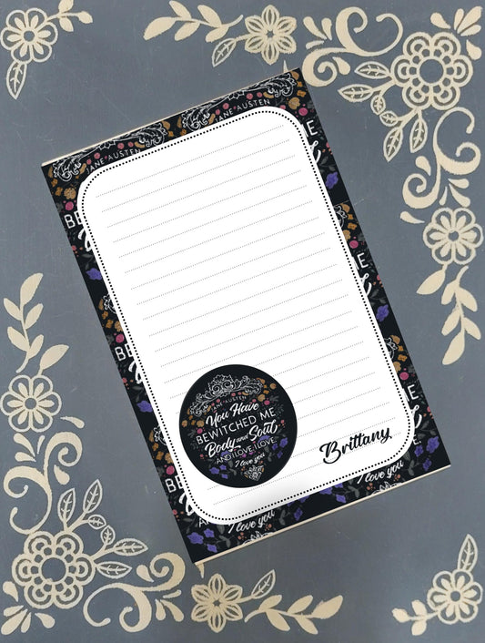 Personalized Pride & Prejudice, Darcy, You have bewitched me..., Notepad Stationery