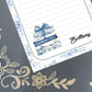 Personalized Books, Bookish, Sorry I'm Booked, delicate blue floral pattern, Notepad Stationery