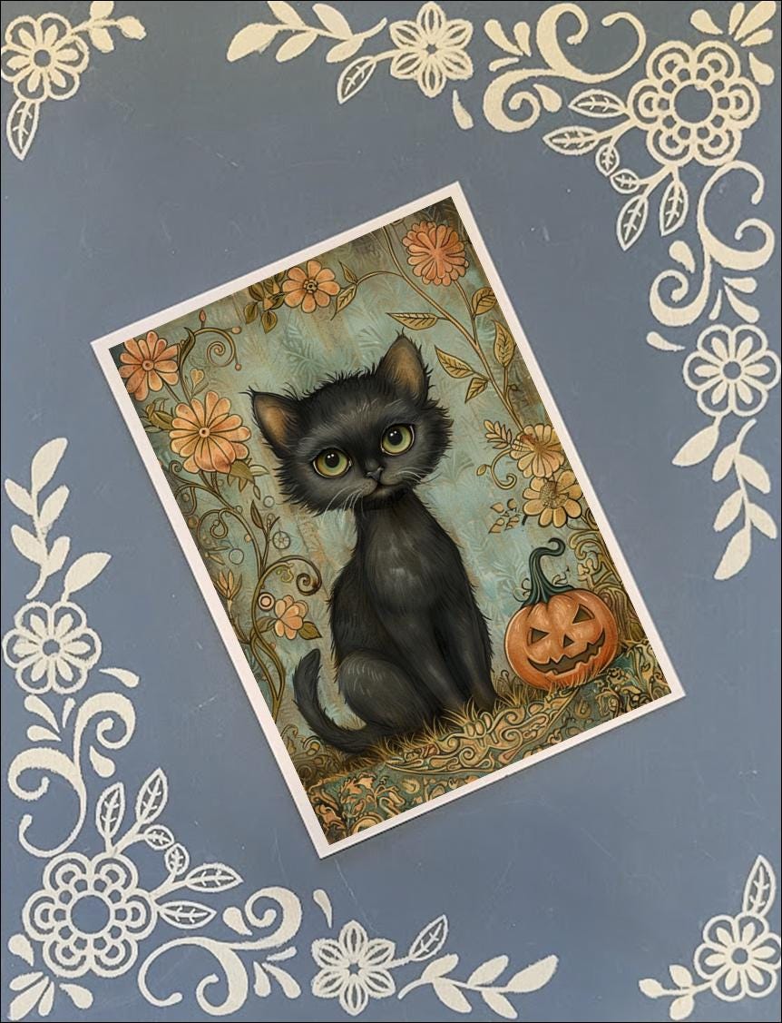 Black Cats Greeting Card Bundle, Halloween