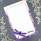 Personalized Dragonfly, Purple Floral, Notepad Stationery