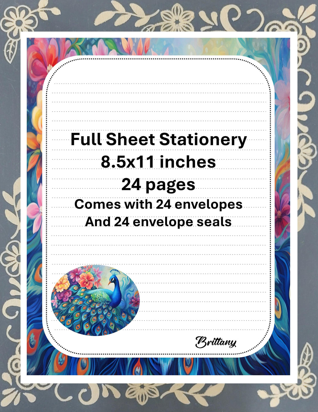 Personalized Peacock, Stationery Kit, Letter Writing Set, Snail Mail, Pen Pal