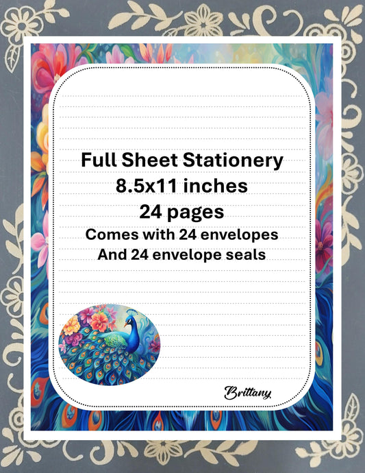 Personalized Peacock, Stationery Kit, Letter Writing Set, Snail Mail, Pen Pal