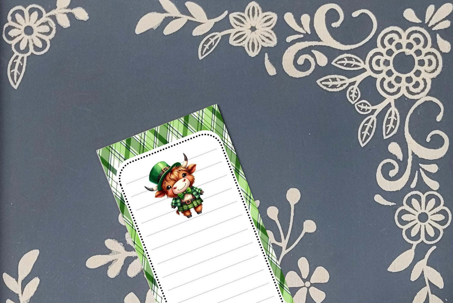 St. Patrick's Day, Irish Highland Cow, Magnet Notepad List Pad