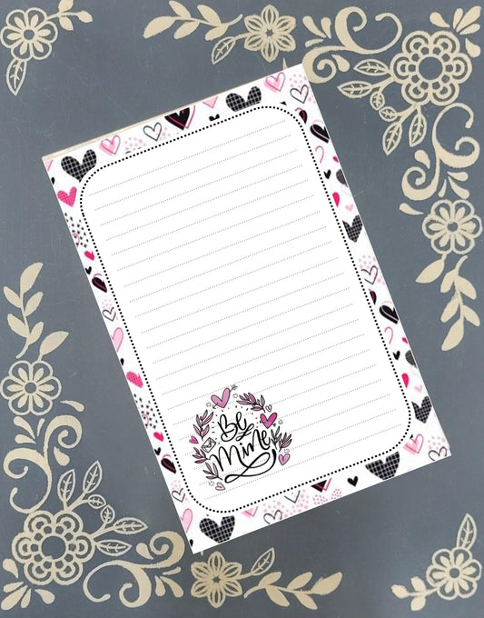 Personalized Valentine's, Be Mine, Hearts, Notepad Stationery