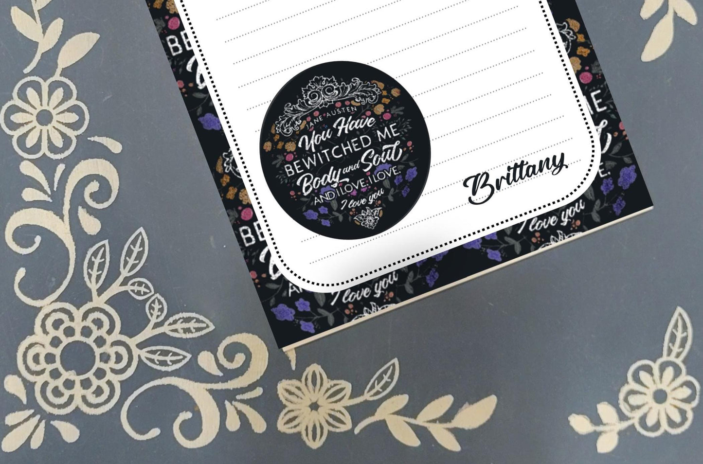 Personalized Pride & Prejudice, Darcy, You have bewitched me..., Notepad Stationery