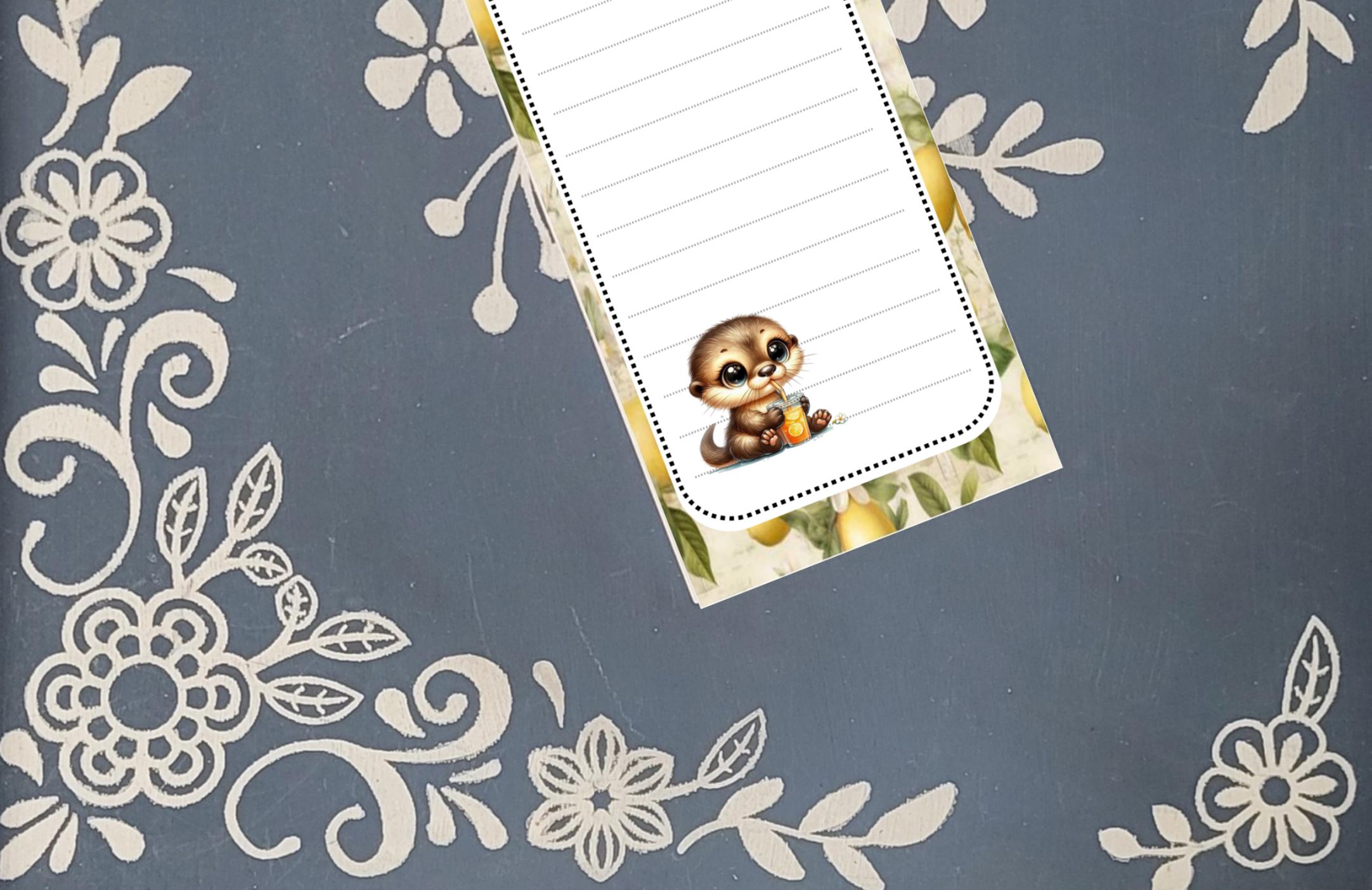 Otter with Lemonade, Magnet Notepad List pad