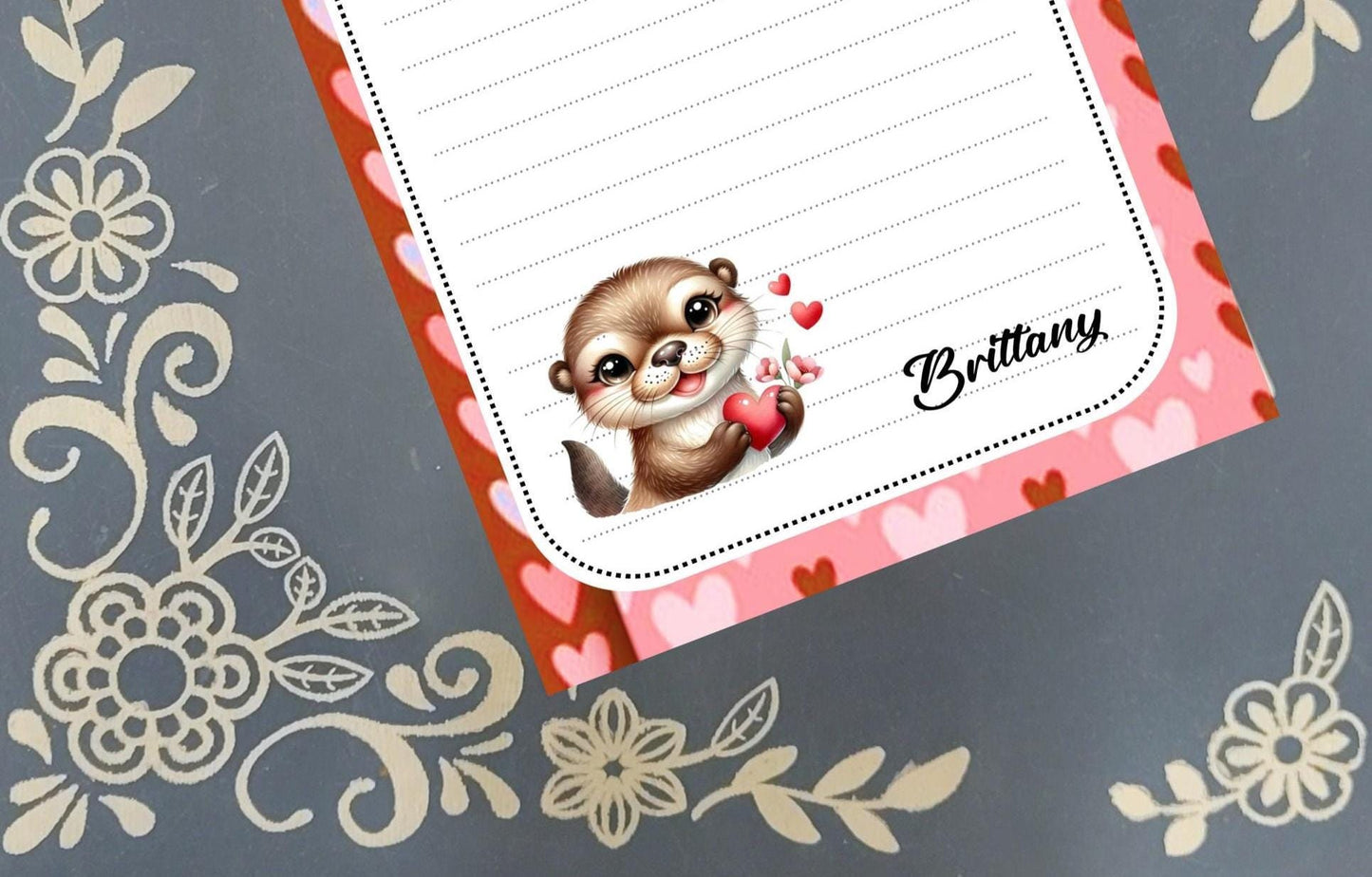Personalized Valentine's, I Otter Love You, Love, Notepad Stationery