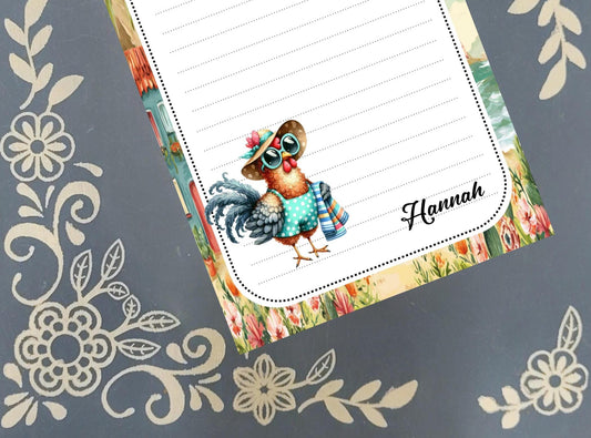 Personalized Chicken at the Beach, Notepad Stationery
