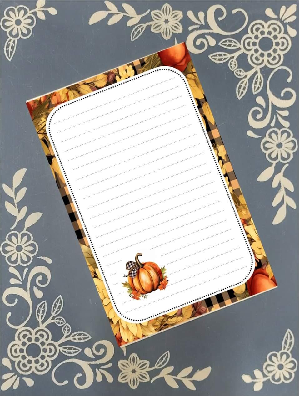 Personalized Pumpkin, Autumn Fall Notepad Stationery