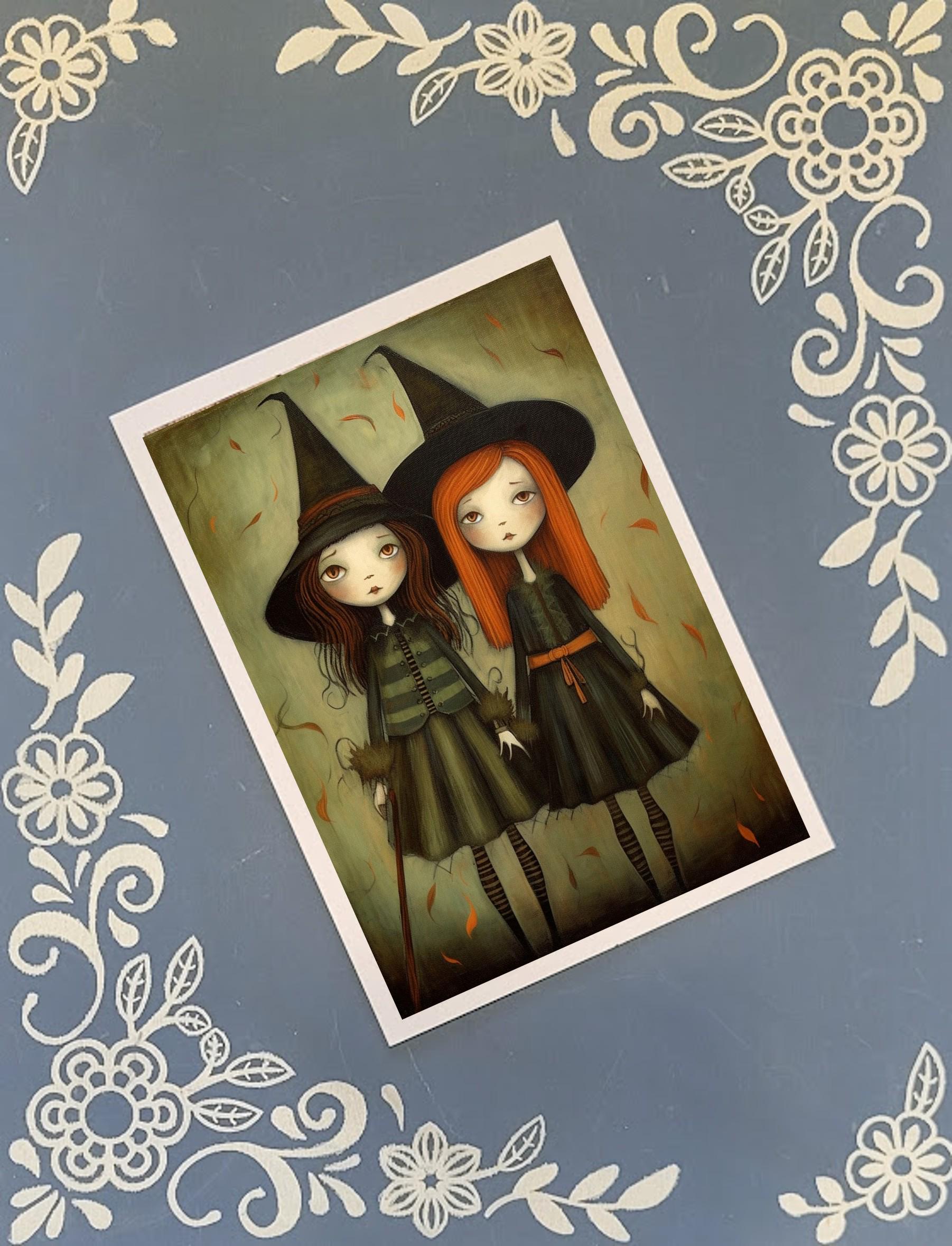 Witches Greeting Card Bundle, Halloween, 5x7 with Envelopes