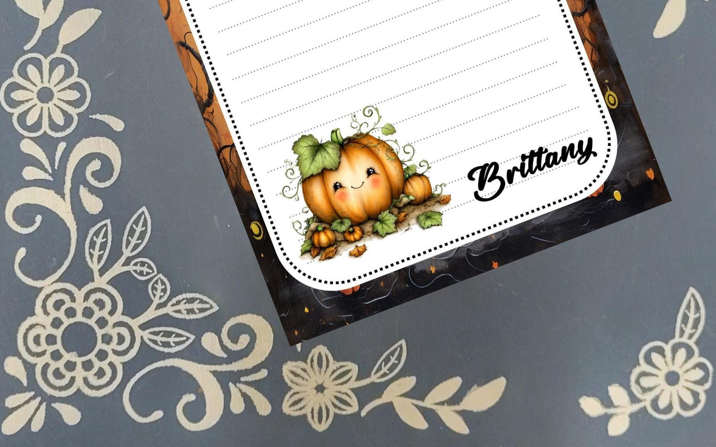 Personalized Pumpkin, Pumpkin Patch, Halloween, Notepad Stationery