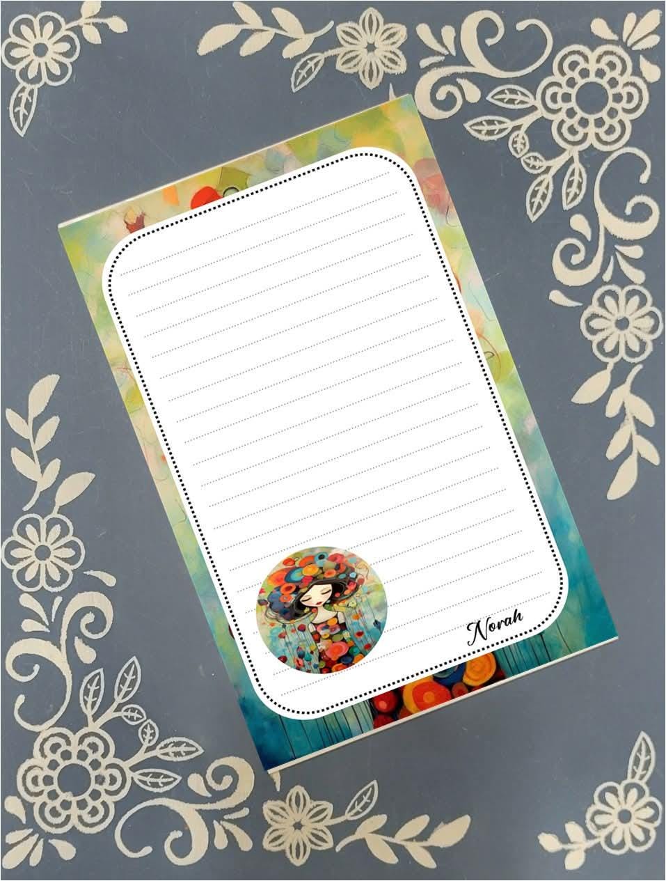 Personalized Girl in Bubbles, Notepad Stationery