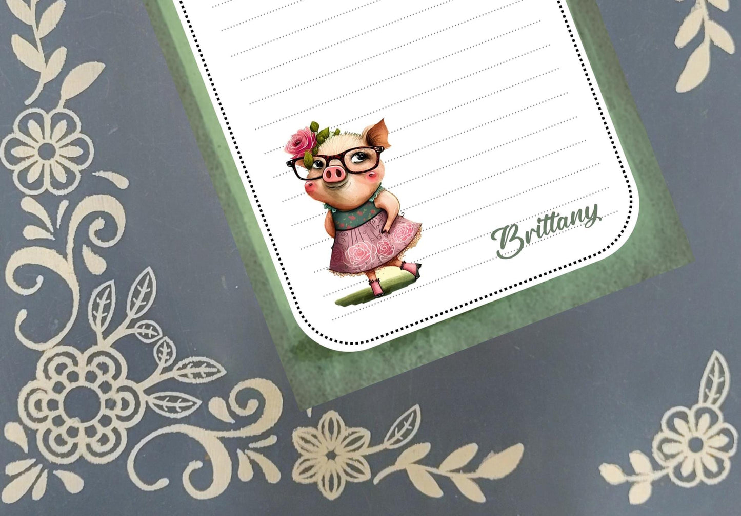 Personalized Pig, smart girl pig, Notepad Stationery