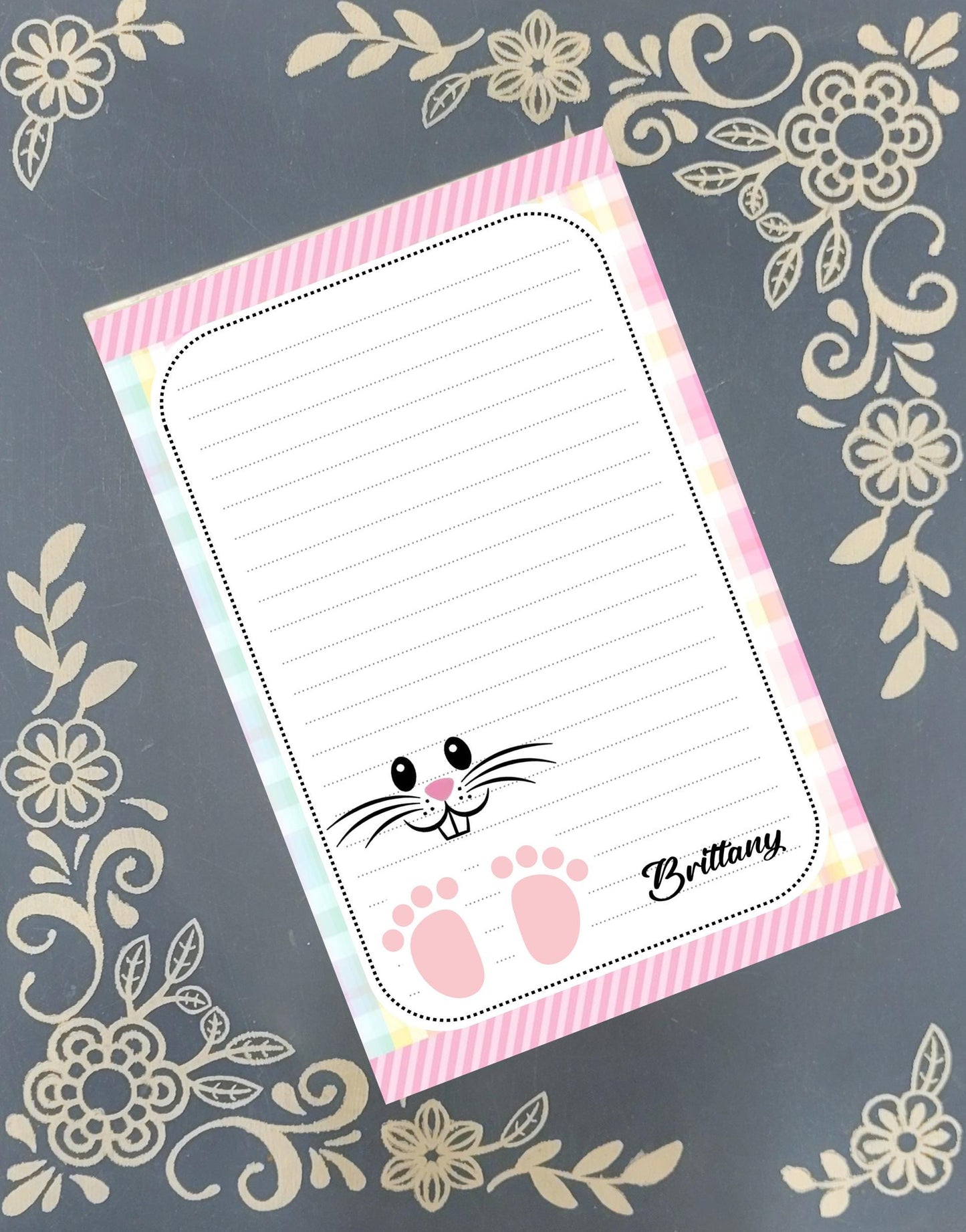 Personalized Easter Bunny Face and Feet, Notepad Stationery