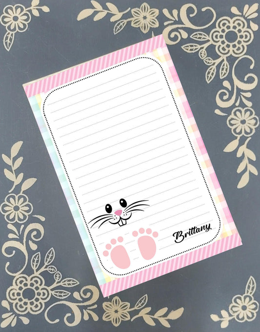 Personalized Easter Bunny Face and Feet, Notepad Stationery