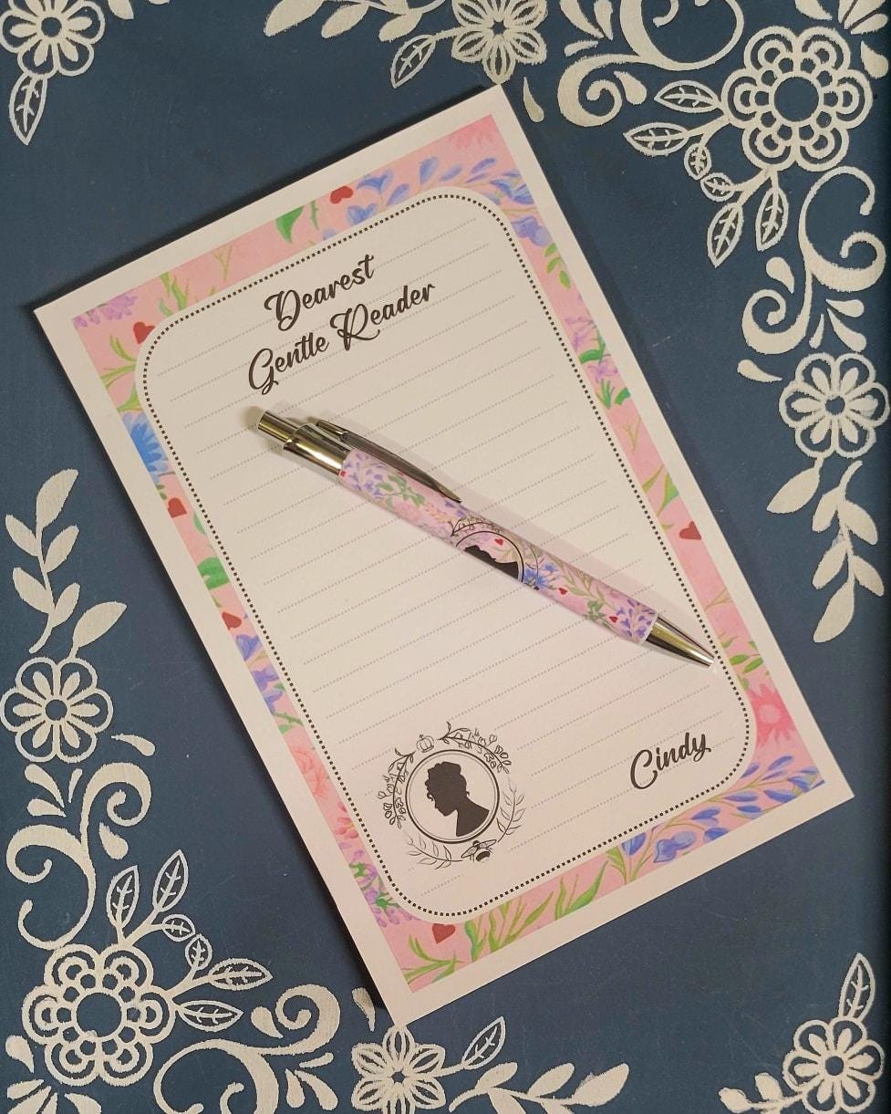Personalized Dearest Gentle Reader, pink, Notepad Stationery