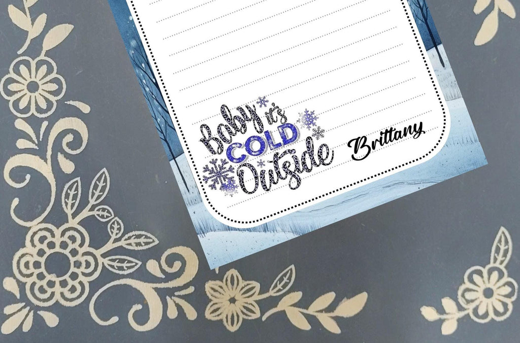 Personalized Baby It's Cold Outside, winter, snow, Notepad Stationery