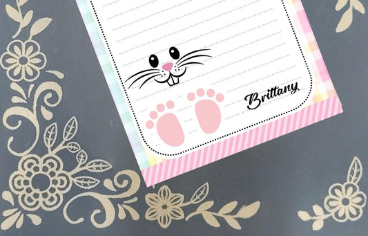 Personalized Easter Bunny Face and Feet, Notepad Stationery