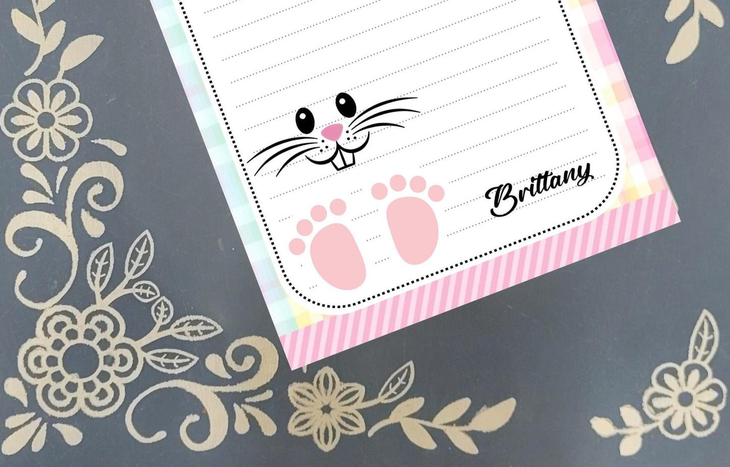 Personalized Easter Bunny Face and Feet, Notepad Stationery