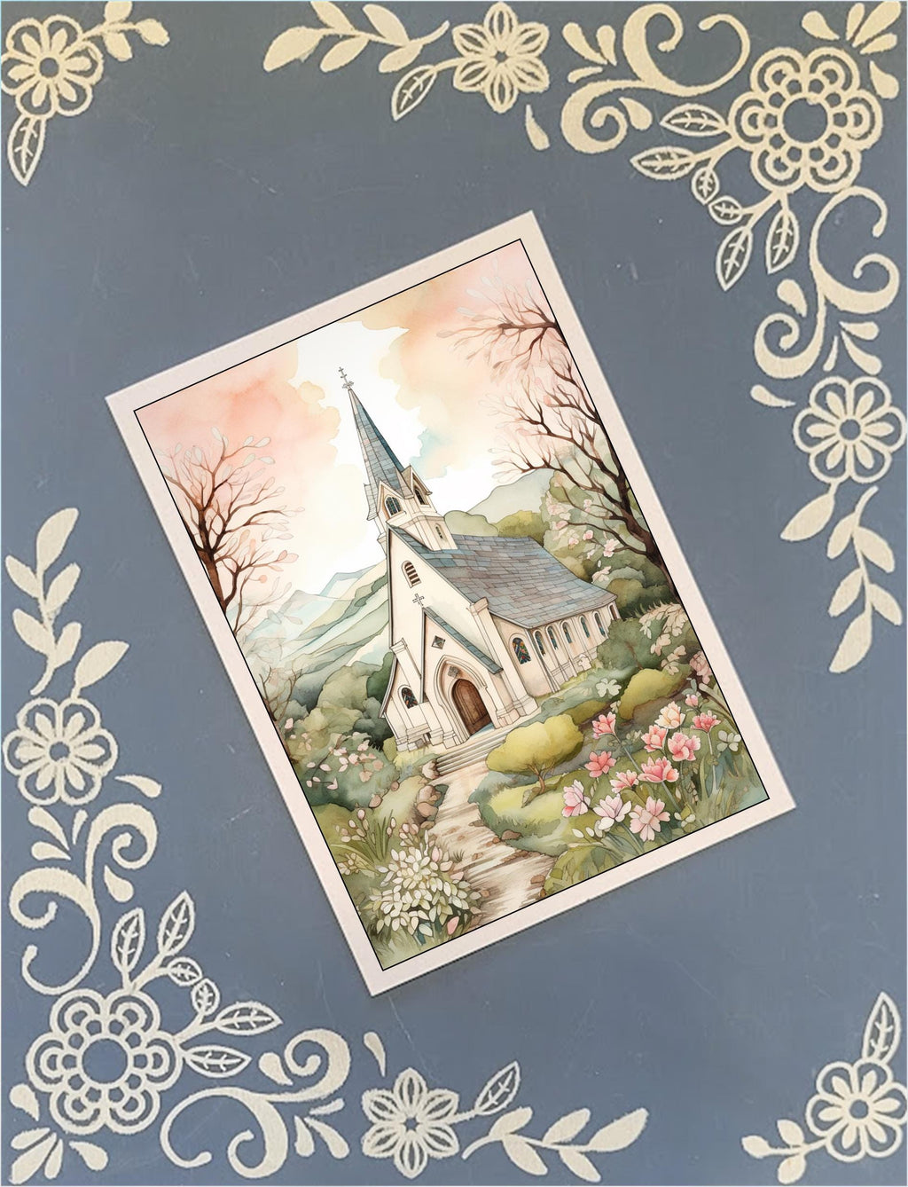 Deepest Condolences, Churches, Greeting Card Bundle, 5x7 with Envelopes