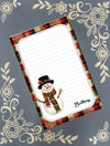 Personalized Snowman, Christmas, Winter, Holiday, Red Plaid, Notepad Stationery