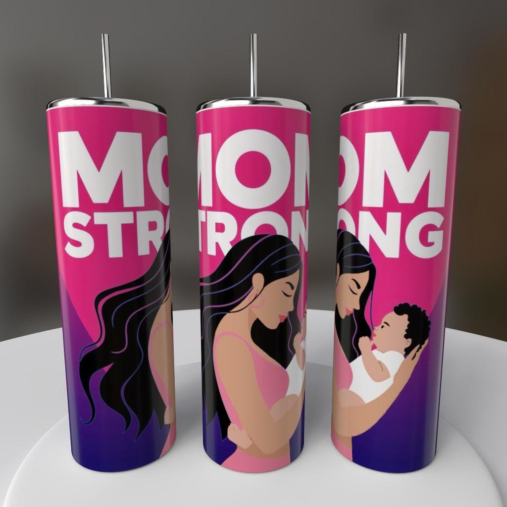 Mom Strong, Choose Hair Color & Skin Tone, Mug or Tumbler