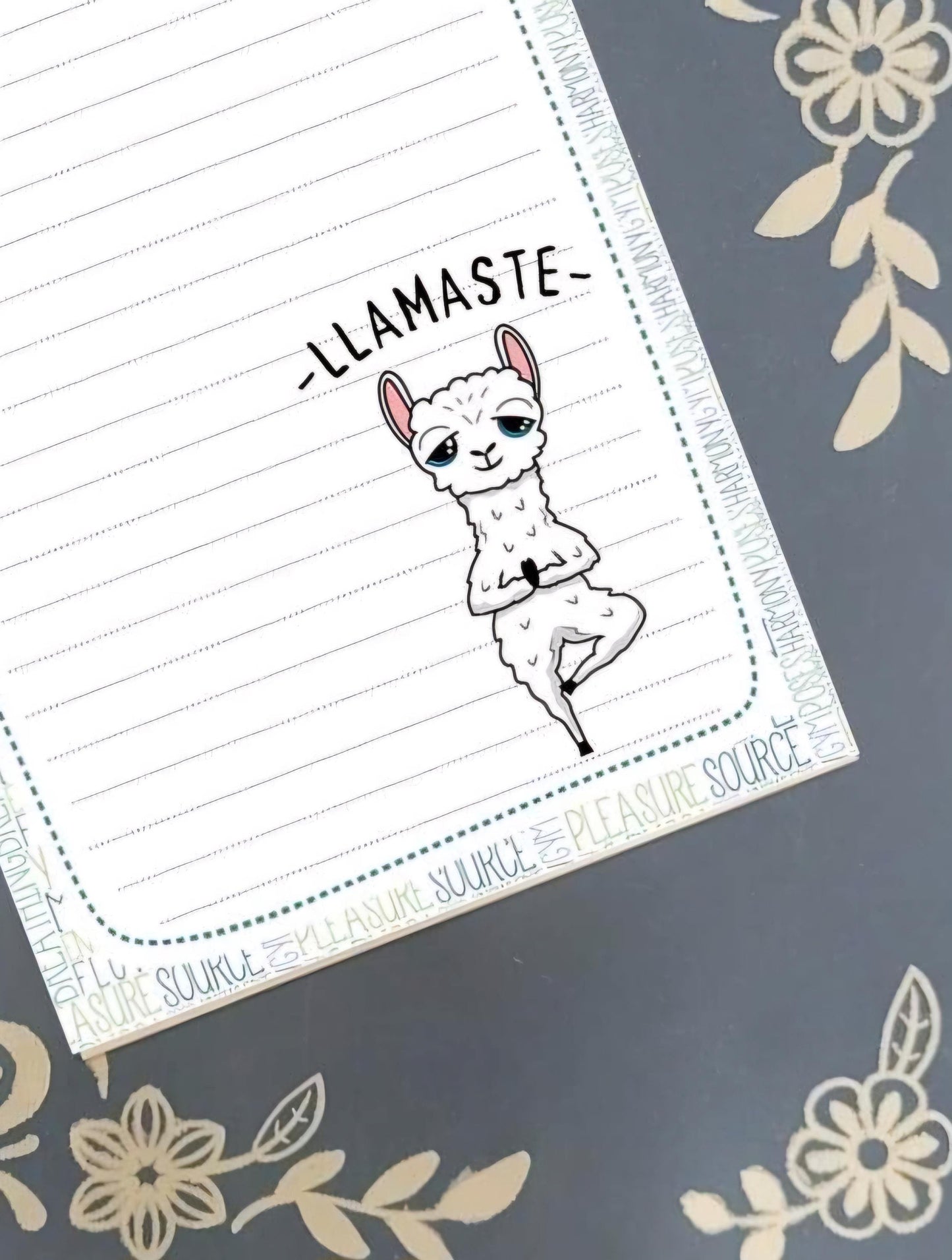Personalized Yoga Namaste Llama = Llamaste, Yogi, Notepad Stationery