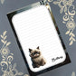 Personalized Grumpy Cat, Ragdoll Cat on Park Bench, Notepad Stationery