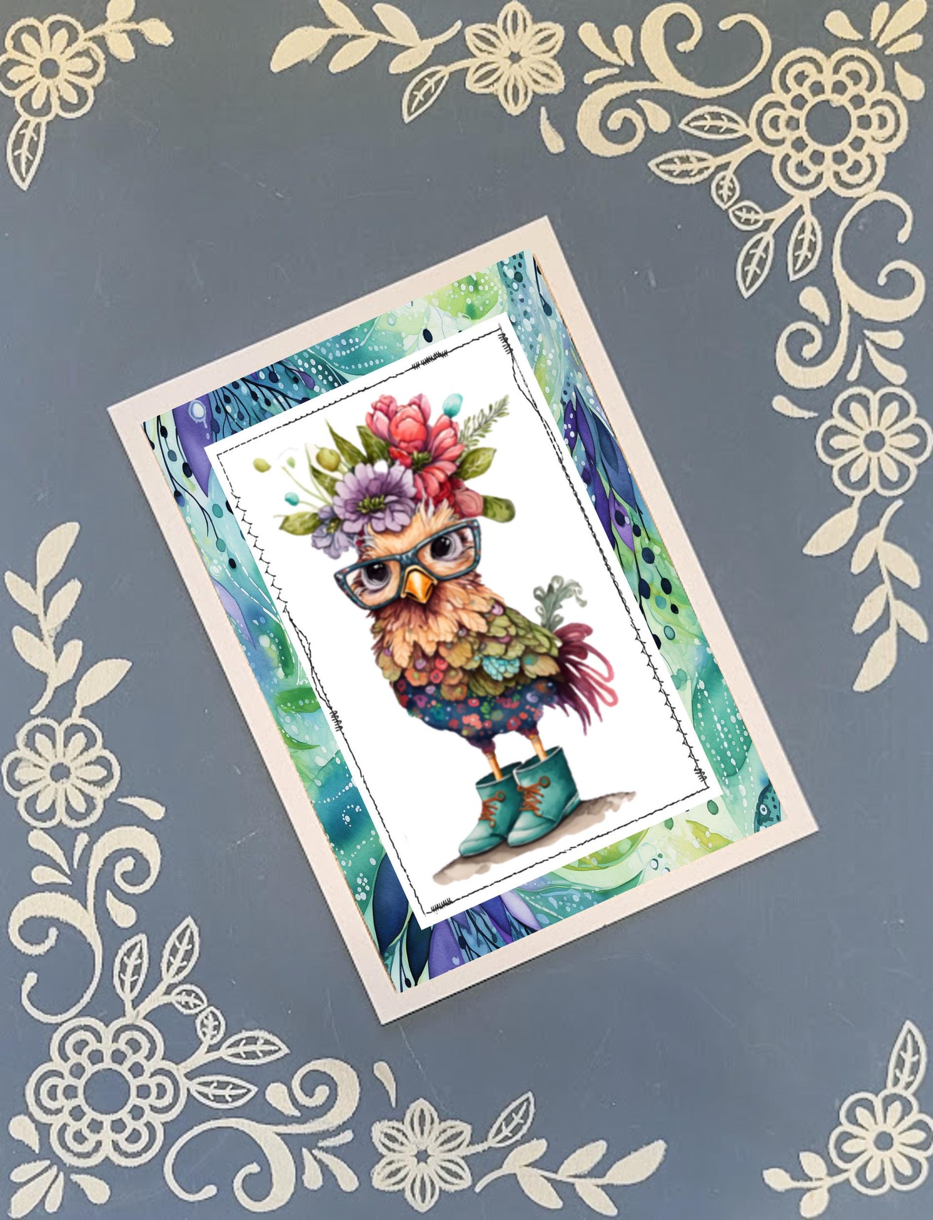 Fancy Chickens, Greeting Card Bundle, 5x7 with Envelopes