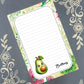 Personalized Avocado, Kawaii, Notepad Stationery