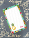 Personalized Pineapple 3, Custom Monogram, Notepad Stationery