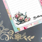 Personalized Blue Teapot with Pink Roses, Notepad Stationery