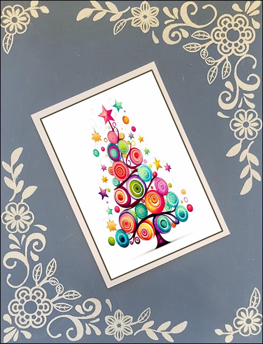 Christmas Tree, Greeting Card Bundle, 5x7 with Envelopes