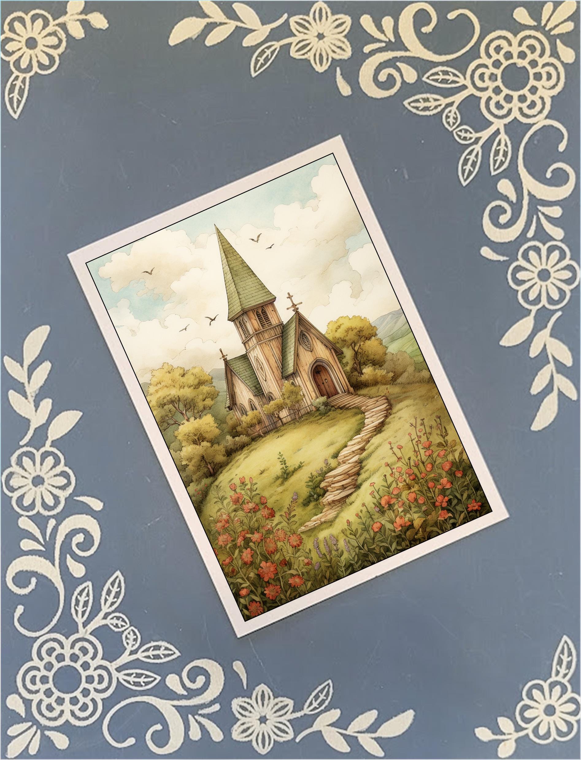 Deepest Condolences, Churches, Greeting Card Bundle, 5x7 with Envelopes