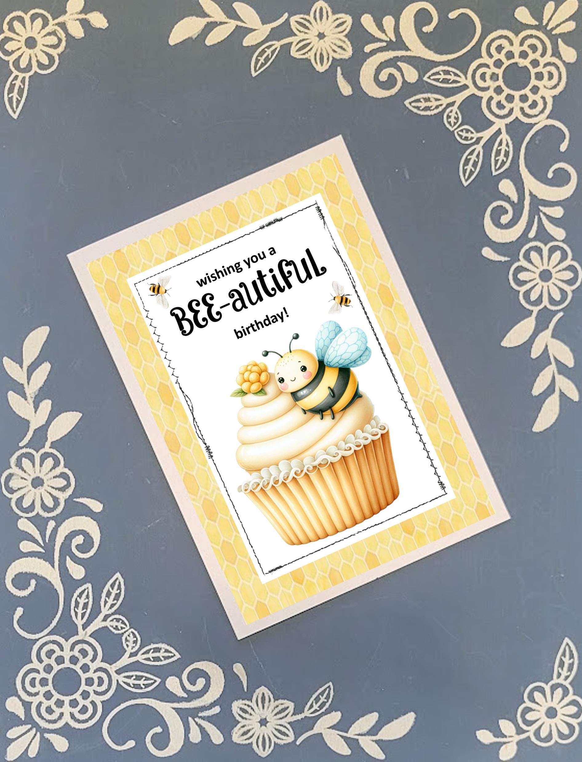 Bumble Bee Happy Birthday Greeting Card Bundle, 5x7 with Envelopes
