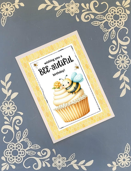 Bumble Bee Happy Birthday Greeting Card Bundle, 5x7 with Envelopes