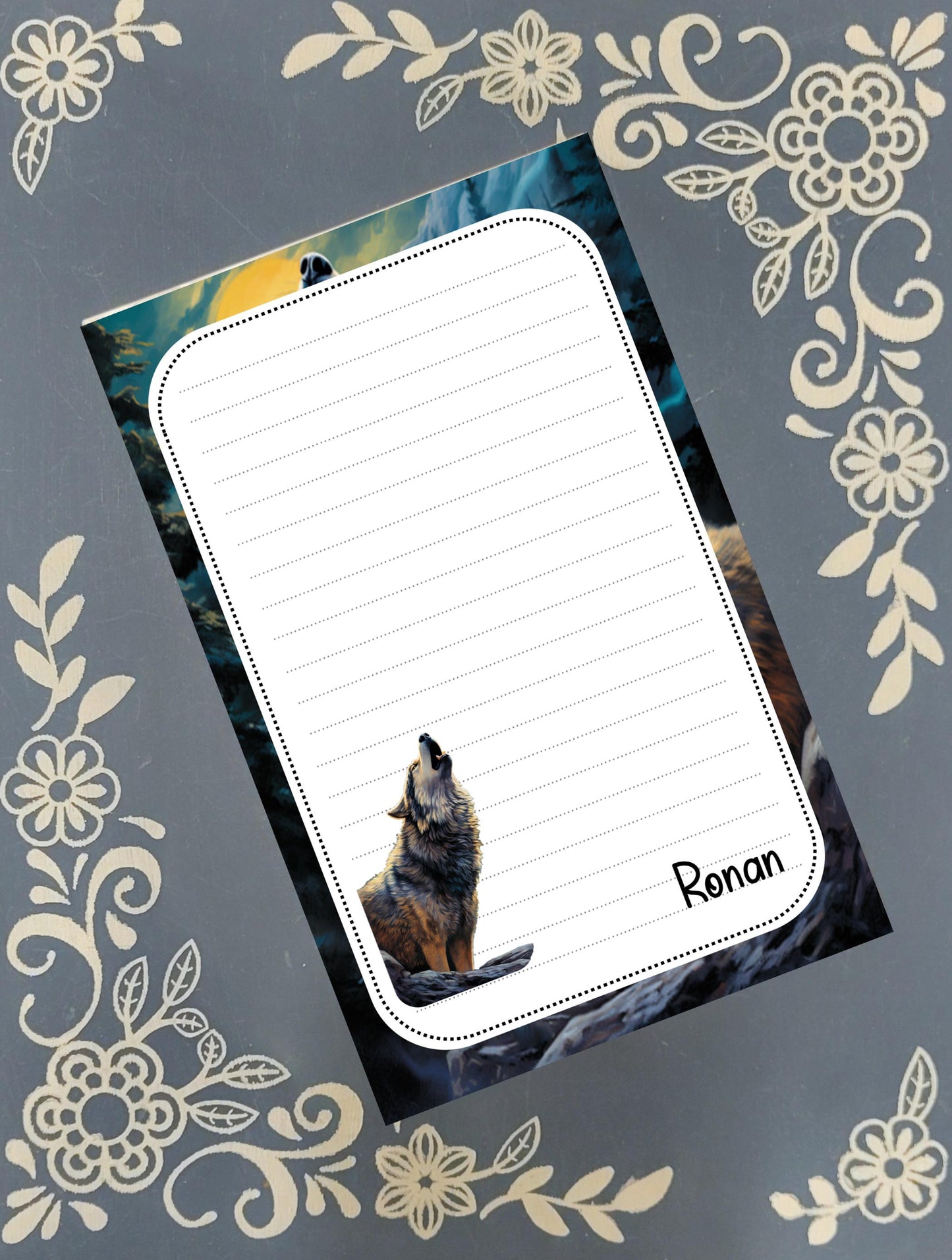Personalized Wolf Notepad, Stationery, Howling