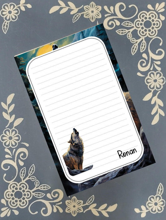 Personalized Wolf Notepad, Stationery, Howling