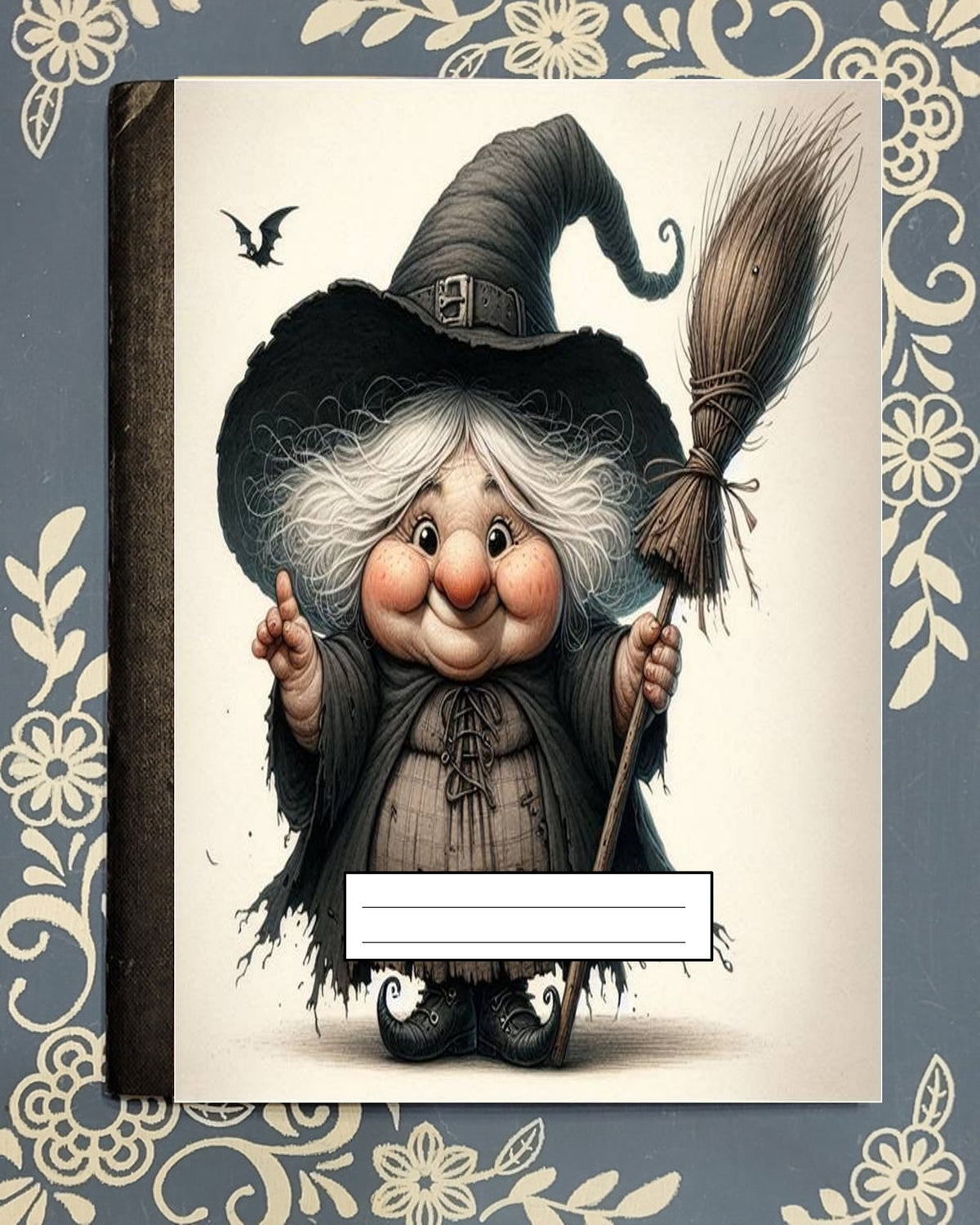 Old Witch Folklore Covered Notebook