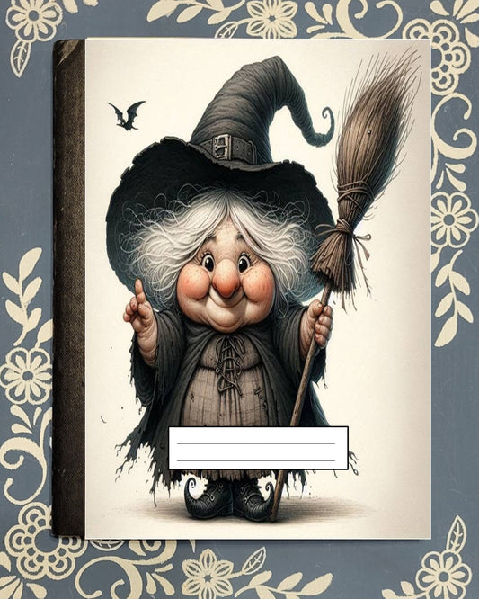 Old Witch Folklore Covered Notebook