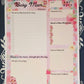 Personalized mom daily planner and custom to-do list notepad featuring a personalized name on a beautiful kitchen counter table layout.