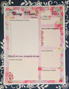 Personalized mom daily planner and custom to-do list notepad featuring a personalized name on a beautiful kitchen counter table layout.